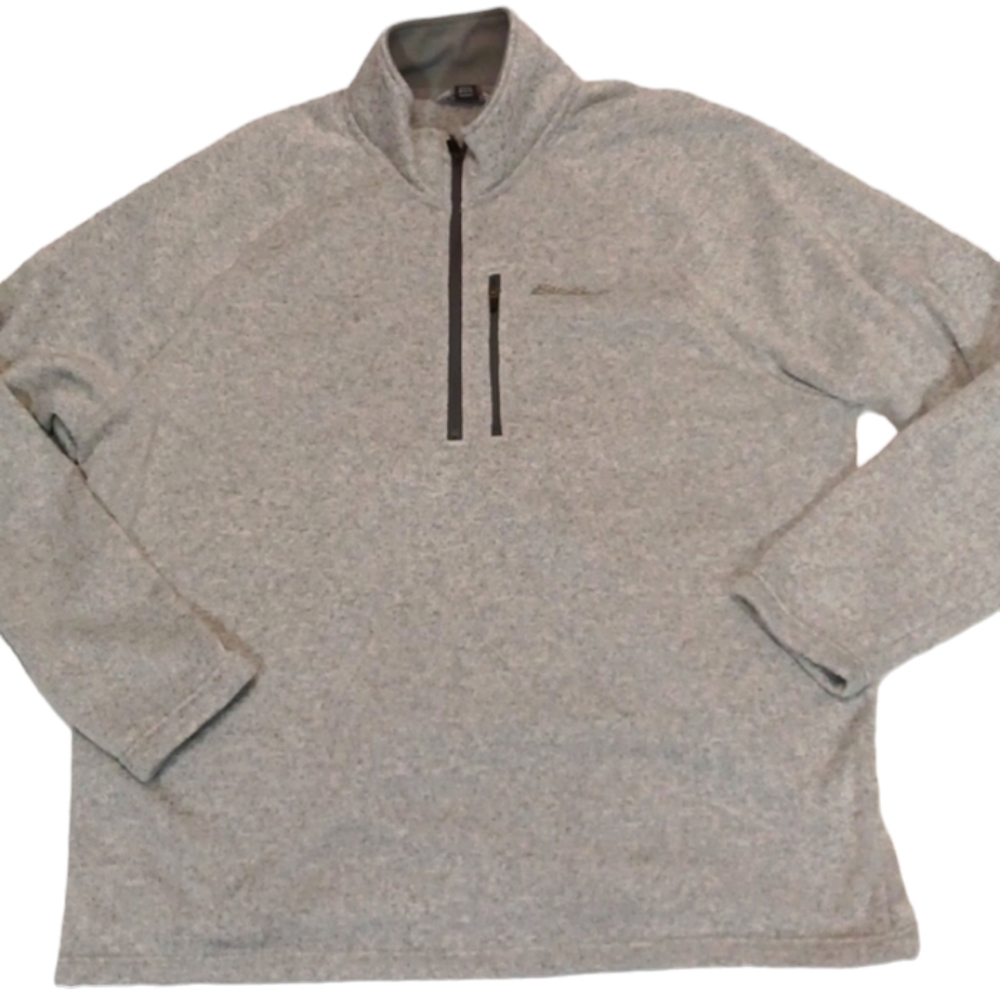 Eddie Bauer Men's XXL Gray Heathered Quarter Zip‎ Fleece Pullover